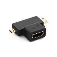 Micro HDMI Male to Mini HDMI Male to HDMI Female OTG Adapter